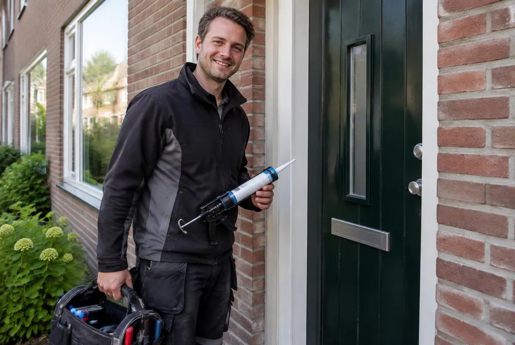 Kitbedrijf Heino craftsman at the front door of a home